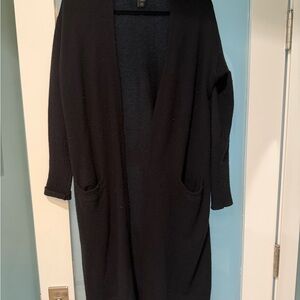 Halogen Black Long Open-Front Cardigan